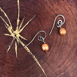 Silpada Copper Pearl Earrings in Sterling silver jewelry W1431